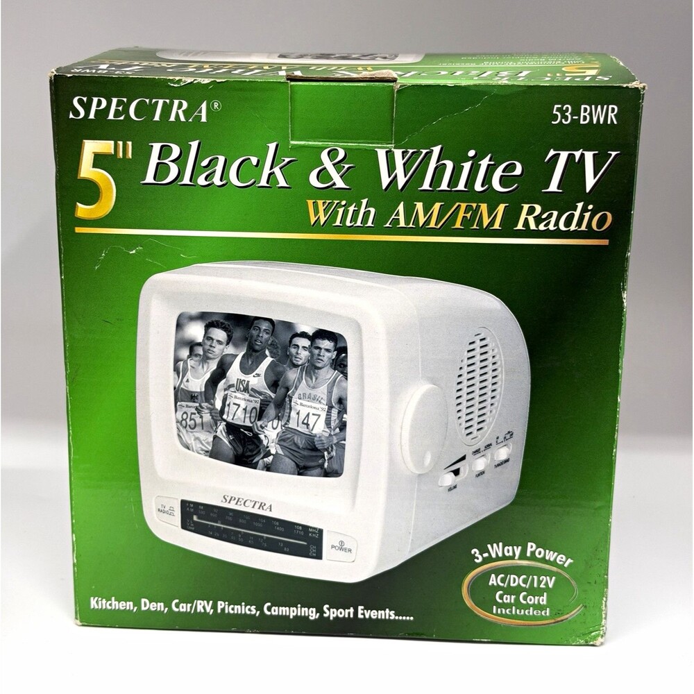 VTG Spectra 53-BWR 5” Black White CRT TV AM/FM Radio Tested Working 2001